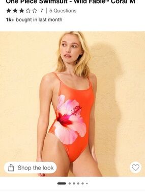 Wild Fable Coral Floral One-Piece Swimsuit - Size M (8-10) New With Tags